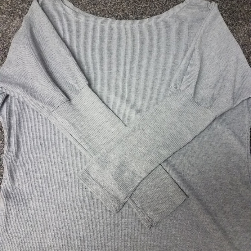 Grey off the shoulder ribbed sweater
